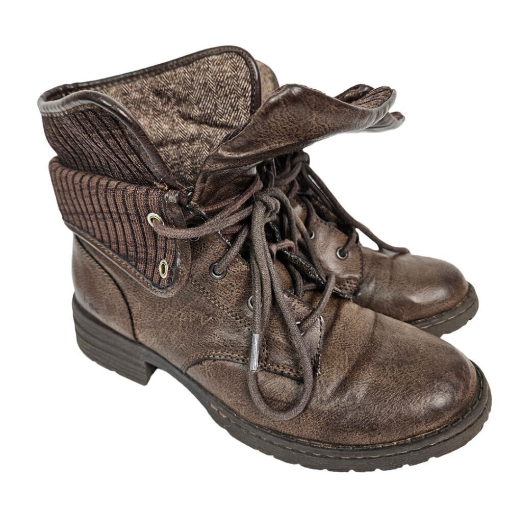 Born | BOC Saturn II Latte Faux Leather Fold Over Combat/Moto Lug Boot 7